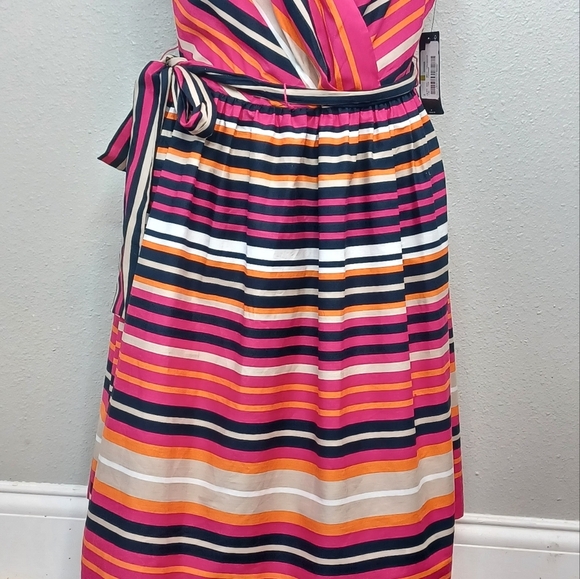 NWT Tommy Hilfiger Sz 14 Striped 100% Cotton Fit & Flare Dress - Picture 5 of 13